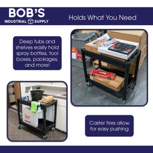 Load image into Gallery viewer, 2 Shelf Plastic Utility Cart with Wheels for Garage or Restaurant 1pk