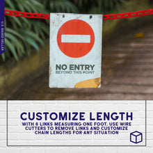 Load image into Gallery viewer, 125ft Red Plastic Chain Link for Crowd Control, Halloween, Classroom