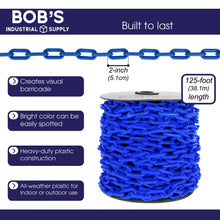 Load image into Gallery viewer, Plastic Chain Links in Blue, 2” Inch x 125’ Ft, Crowd Control Chains