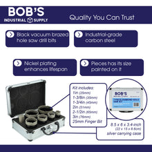 Load image into Gallery viewer, Ceramic Bit Set - 7pc Steel Vacuum Brazed Diamond Bit Hole Saw Kit