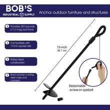 Load image into Gallery viewer, Ground Anchors, 15in - 8pk Black Shed Anchor Kit Ground Stakes
