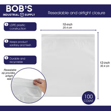 Load image into Gallery viewer, Clear Plastic Bags 100 Count Reclosable Zipper Bags Bulk 10 X 12in