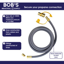 Load image into Gallery viewer, Natural Gas Grill Hose 12ft - 3/8in Female Flare to 1/2in Male Flare