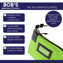 Load image into Gallery viewer, Locking Money Bag Lock Bag Bank Bag with Lock Cash Bag in Green