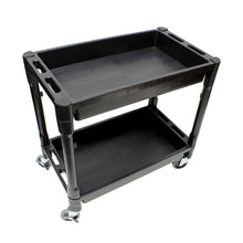 Load image into Gallery viewer, 2 Shelf Plastic Utility Cart with Wheels for Garage or Restaurant 1pk
