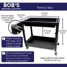 Load image into Gallery viewer, 2 Shelf Plastic Utility Cart with Wheels for Garage or Restaurant 1pk
