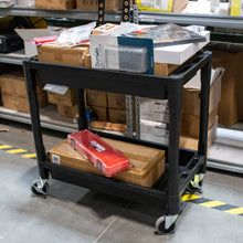 Load image into Gallery viewer, 2 Shelf Plastic Utility Cart with Wheels for Garage or Restaurant 1pk
