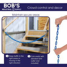 Load image into Gallery viewer, Plastic Chain Links in Blue, 2” Inch x 125’ Ft, Crowd Control Chains
