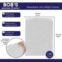 Load image into Gallery viewer, Clear Plastic Bags 100 Count Reclosable Zipper Bags Bulk 13 X 18in
