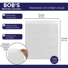 Load image into Gallery viewer, Clear Plastic Bags 100pc Reclosable Zipper Bags Lock Seal 10 X 13in
