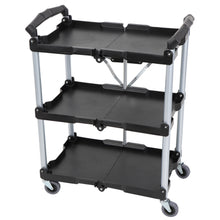 Load image into Gallery viewer, Folding Utility Cart with Wheels - 3 Tier Office and Food Service Cart
