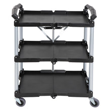 Load image into Gallery viewer, Folding Utility Cart with Wheels - 3 Tier Office and Food Service Cart
