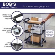 Load image into Gallery viewer, Folding Utility Cart with Wheels - 3 Tier Office and Food Service Cart
