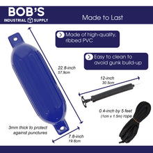 Load image into Gallery viewer, Boat Bumpers for Docking - Boat Fenders Blue 2 Pack 22.8 x 7.8in Buoy
