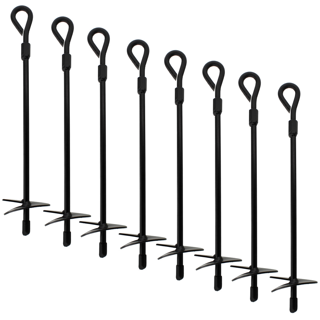 Ground Anchors, 15in - 8pk Black Shed Anchor Kit Ground Stakes