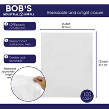 Load image into Gallery viewer, Clear Plastic Bags 100 Count Reclosable Zipper Bags Bulk 9 X 12in
