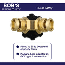 Load image into Gallery viewer, 1-inch 2 Male POL to QCC1 Propane Adapter for BBQ Grill and Camp Stove
