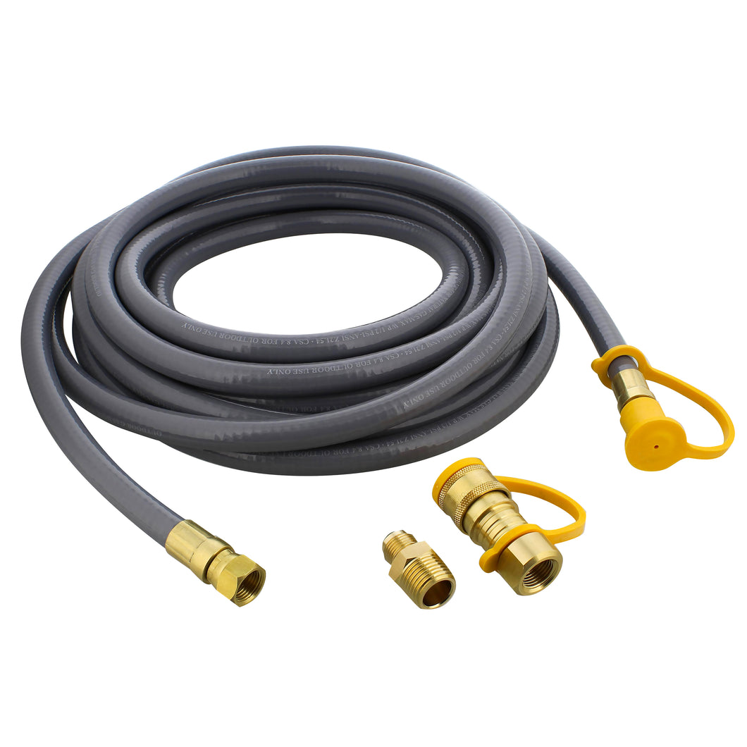 Natural Gas Grill Hose 24ft - 3/8in Female Flare to 3/8in Male Flare