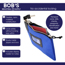Load image into Gallery viewer, Locking Money Bag Lock Bag Bank Bag with Lock Cash Bag in Navy Blue
